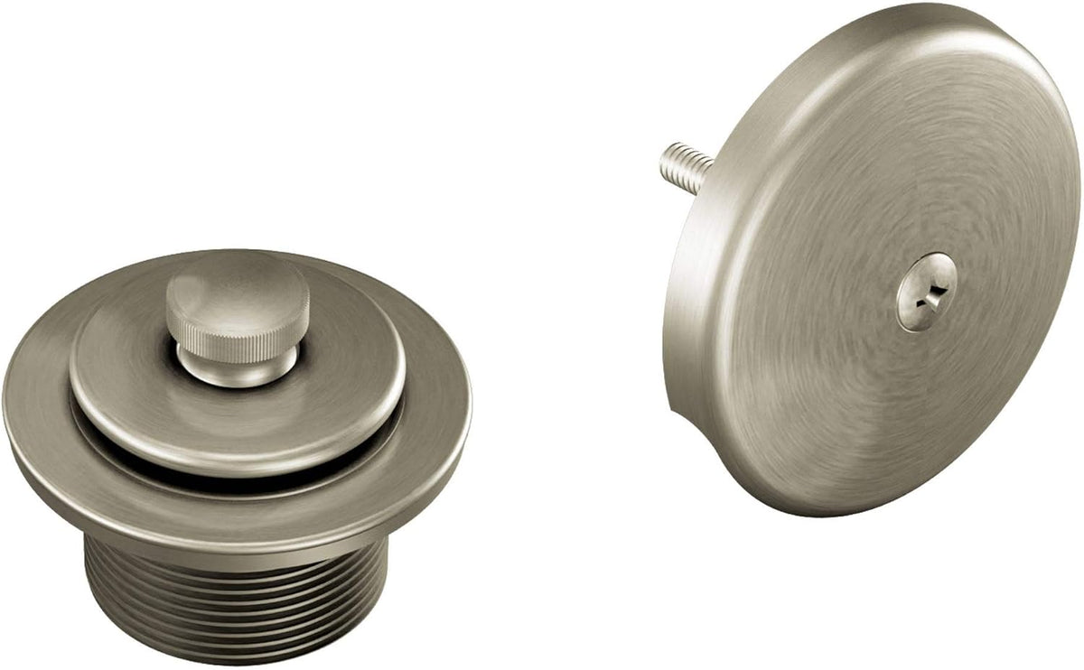 Moen T90331BN Push-N-Lock Tub and Shower Drain Kit with 1.5 Inch Threads, Brushed Nickel