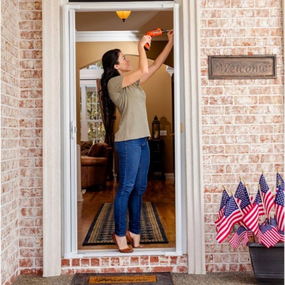 Larson Brisa 36-in x 96-in Brown Aluminum Frame Retractable Screen Door | 77210481