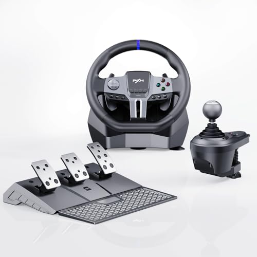 PXN - V9 Gen2 Racing Wheel - 270&900?? Car Sim, 3 Pedals, H Shifter, APP Support, Vibration Feedback - Gaming Steering Wheel for PC, PS3, PS4, Xbox One, Xbox Series X/S