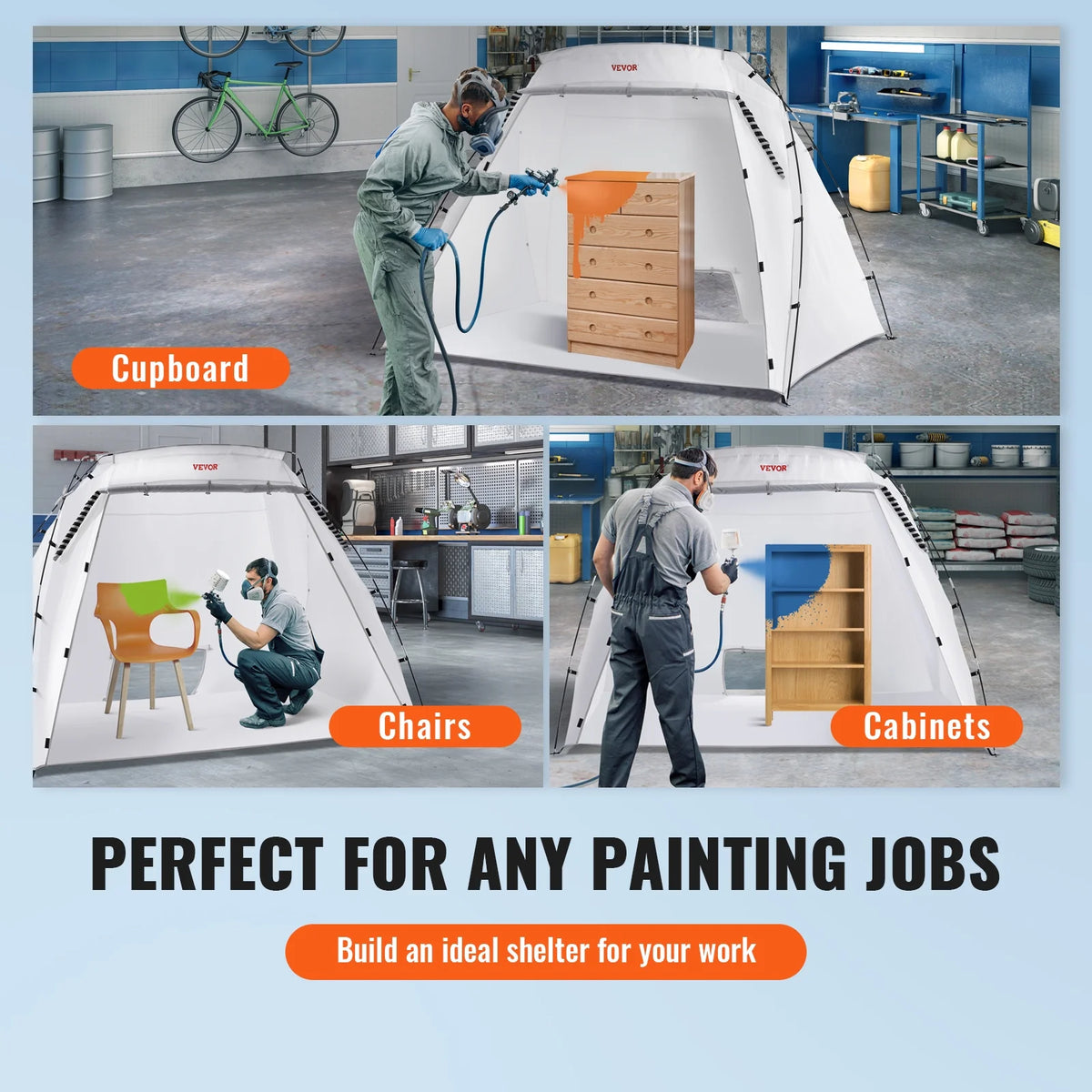 SKYSHALO Portable Paint Booth, Larger Spray Paint Tent with Built-in Floor & Mesh Screen, 7.5x5.2x5.2ft Spray Paint Shelter, Painting Tent Station for Furniture DIY Hobby Tool