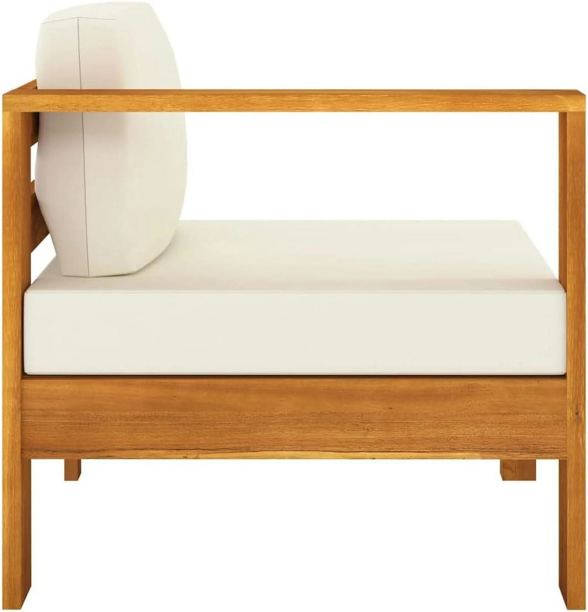 fashionable Furniture Sets 6 Piece Patio Lounge Set with Cream White Cushions Acacia Wood Outdoor Tables for Conversation Dining Outdoor Side Table White