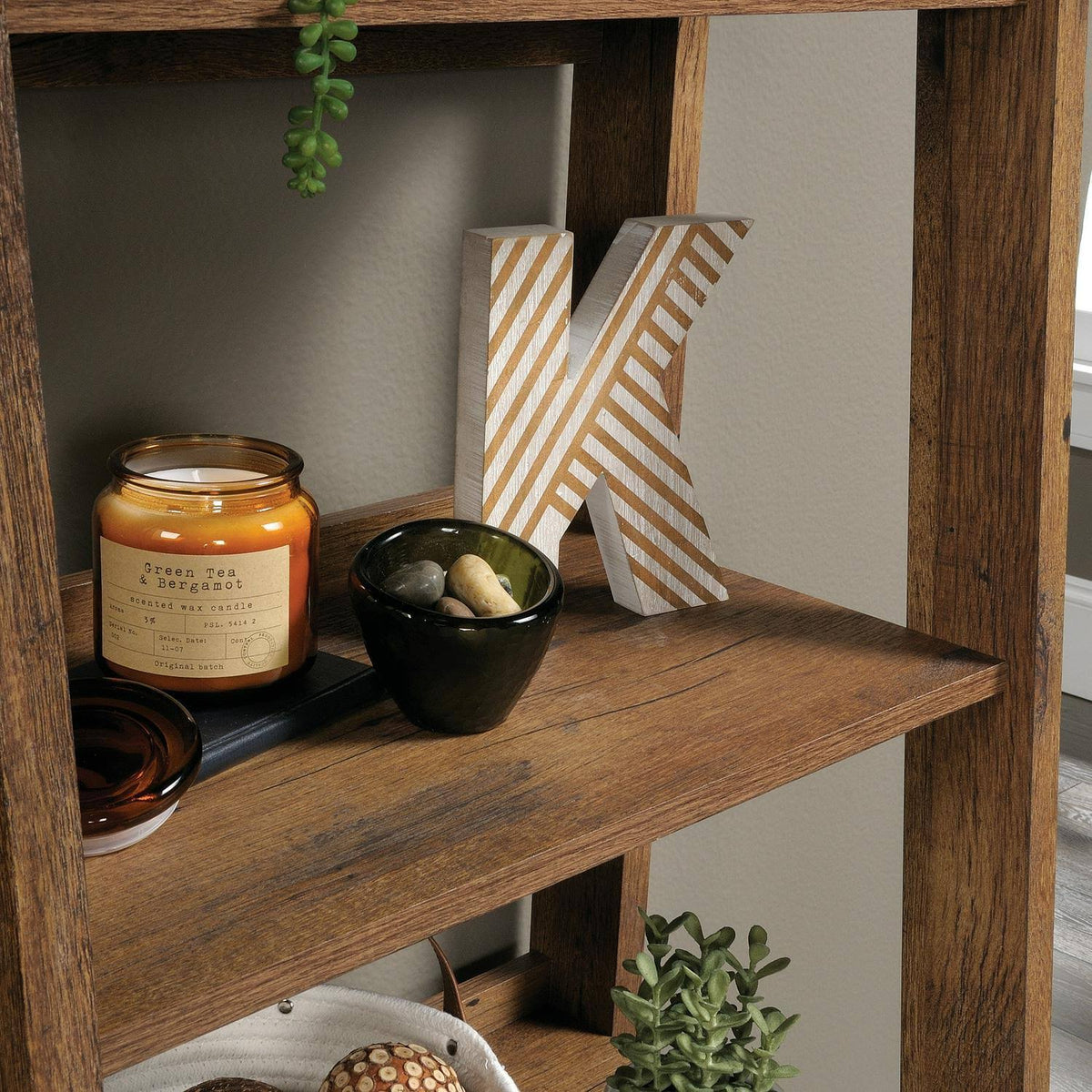 Sauder Trestle 5-Shelf Bookcase - Vintage Oak
