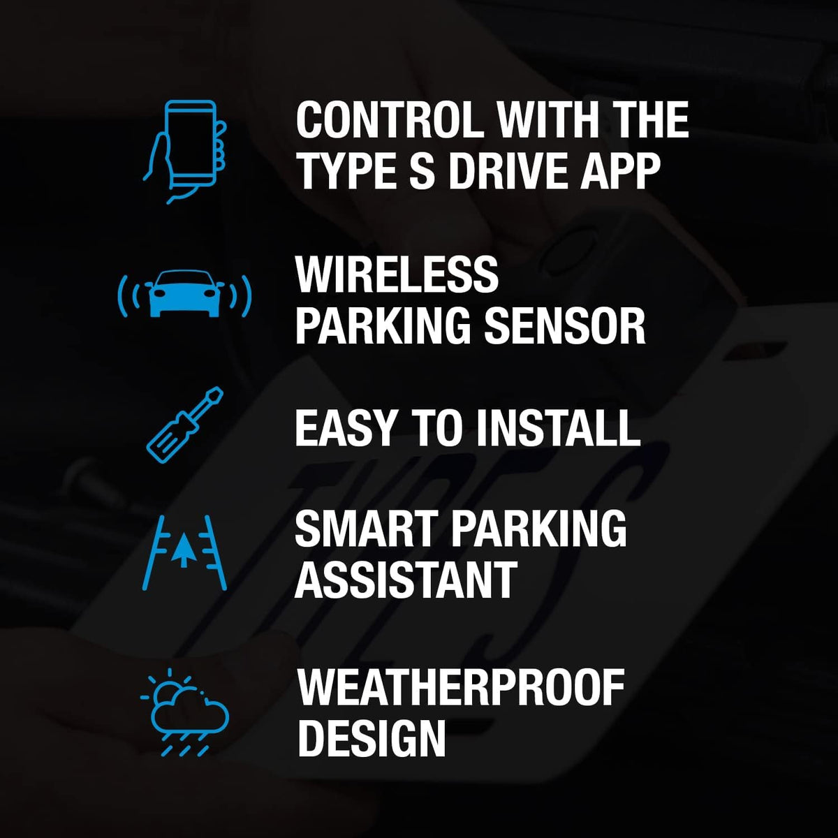 Type S Smart Wireless Parking Sensor, Bluetooth Solar Powered Wireless Parking Sensor Kit Car Vehicle Reversing Radar System Pack of 2