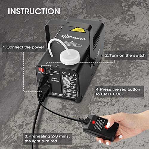 Fog Machine - Smoke Machine with 12 Colorful LED Lights Effect, 2000CFM Smoke Machine Fog Halloween with Wired and Wireless Remote Control, Ideal for Outdoor, Wedding, Parties, and DJ Stage