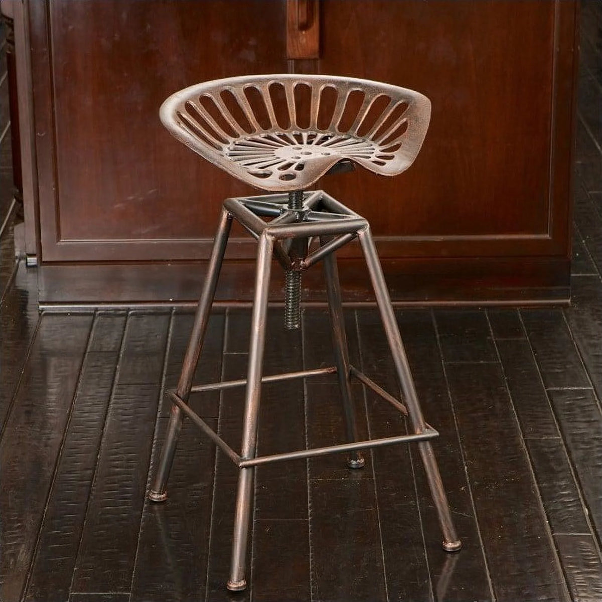 Noble House 26 Lawrence Saddle Bar Stool in Copper and Silver