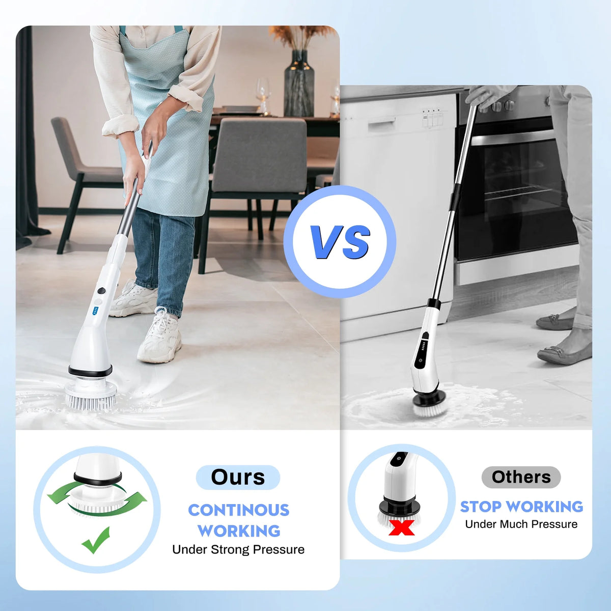 VAVSEA Electric Spin Scrubber,Cleaning Brush for Bathroom,1.5H 300RPM Shower Scrubber Kit for Floor Tile Bathtub,51 inch