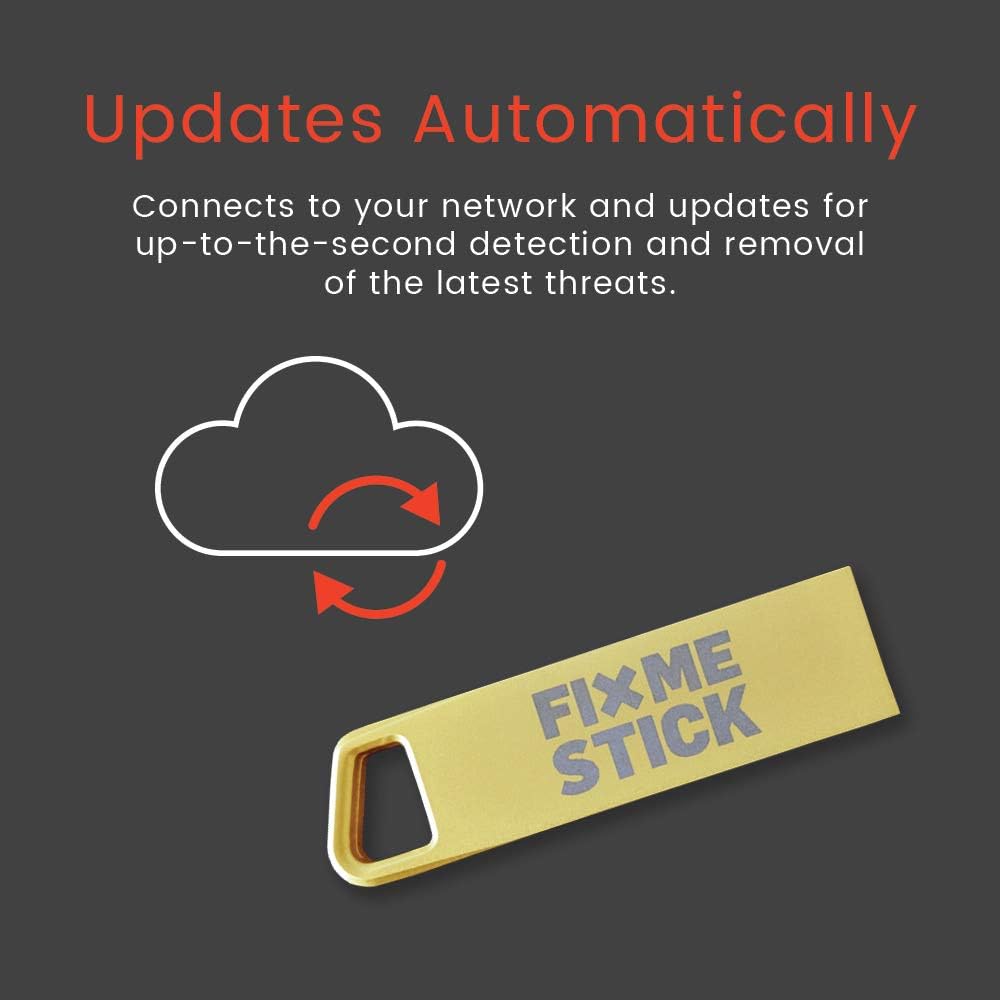 FixMeStick Gold Computer Virus Removal Stick for Windows PCs - Unlimited Use on Up to 3 Laptops or Desktops for 1 Year - Works with Your Antivirus