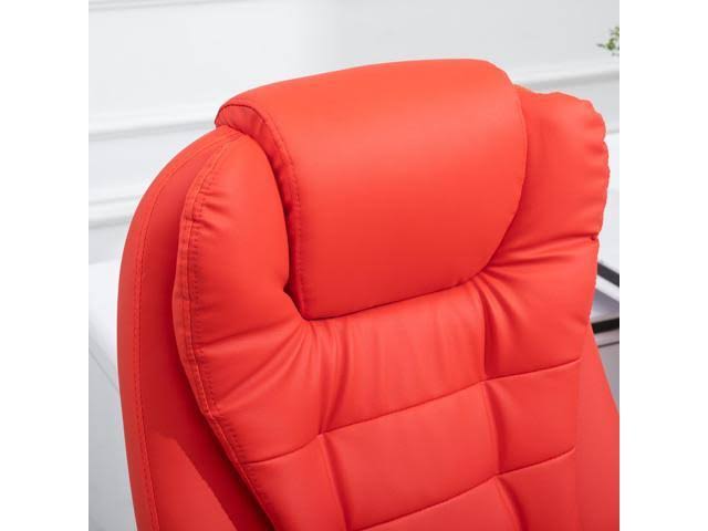 HOMCOM Reclining PU Leather Executive Home Office Chair with Footrest - Red
