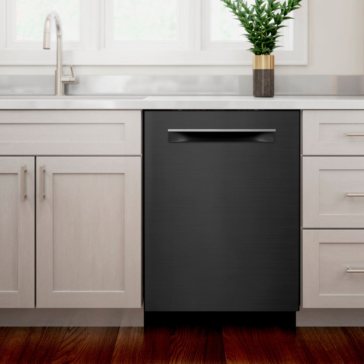 Bosch - 800 Series 24 Top Control Built-In Dishwasher with CrystalDry, Stainless Steel Tub, 3rd Rack, 42 dBa - Black stainless steel
