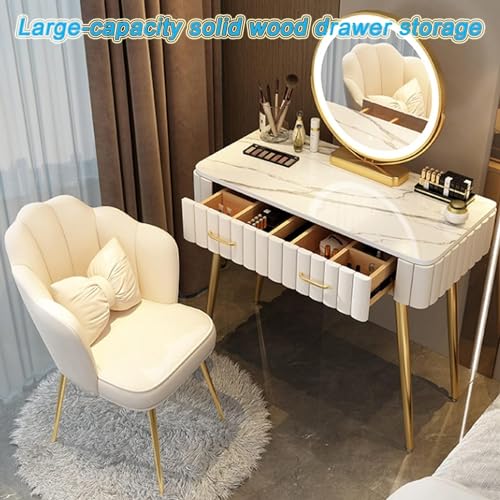 Dressing Table Bedroom Dresser Modern Dressing Table with Adjustable LED Lighted Mirror and Storage Drawer - 3 Color Lighting Modes,Makeup, Storage