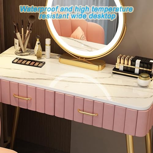 Dressing Table Bedroom Dresser Modern Dressing Table with Adjustable LED Lighted Mirror and Storage Drawer - 3 Color Lighting Modes,Makeup, Storage