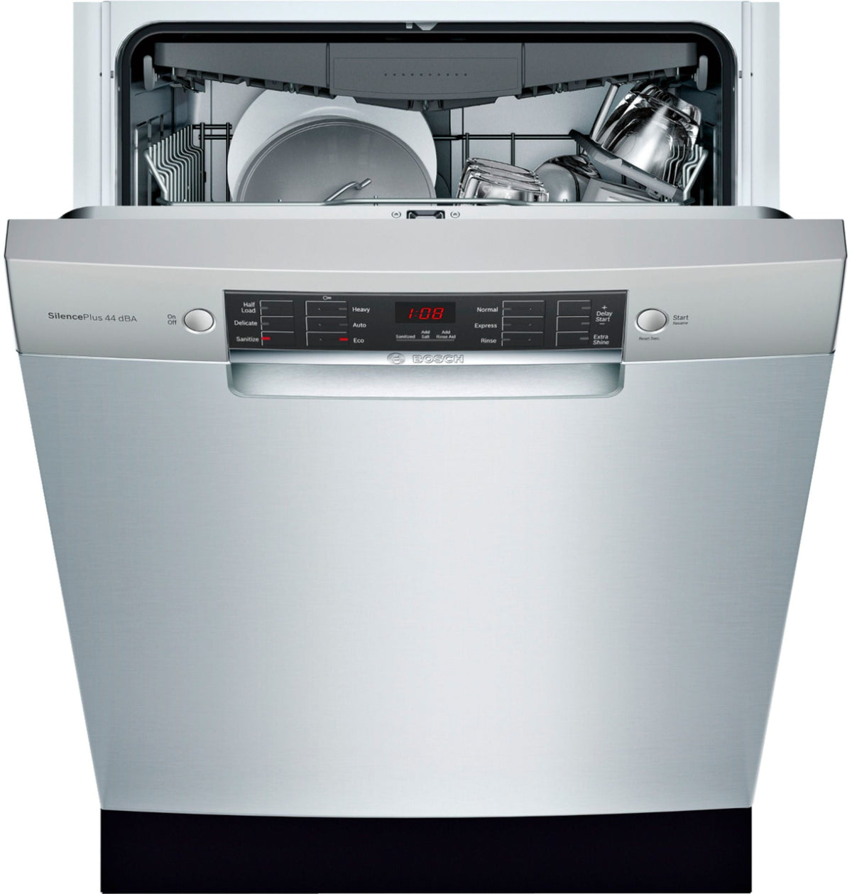 Bosch - 800 Series 24 Front Control Built-In Dishwasher with Stainless Steel Tub - Stainless steel