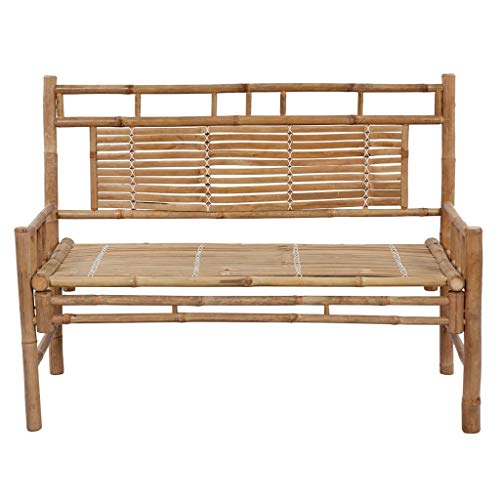 Garden Bench,Ideal Bench Seat with Handles and Backrest, Portable Wooden,Perfect for Indoor and Outdoor Use,Patio Bench with Cushion 47.2 Bamboo