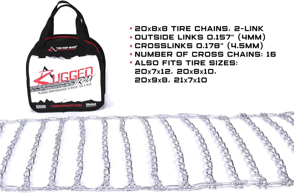The ROP Shop Pair of 2 Link Tire Chains & Tensioners 23x10.5x12 for Snow Blowers, Lawn & Garden Tractors, Mowers & Riders, UTV, ATV, 4-Wheelers, Utility Vehicles