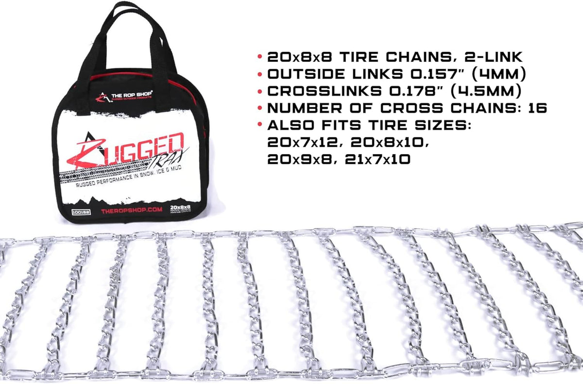 The ROP Shop Pair of 2 Link Tire Chains & Tensioners 23x10.5x12 for Snow Blowers, Lawn & Garden Tractors, Mowers & Riders, UTV, ATV, 4-Wheelers, Utility Vehicles