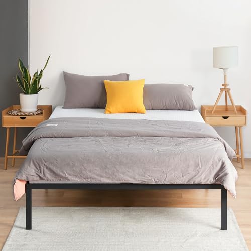 PrimaSleep 18 Inch Tall Heavy Duty Steel Slat Bed Frame/Anti-Slip Support/Easy Assembly Mattress Foundation/No Noise/No Box Spring Needed/Full/Black