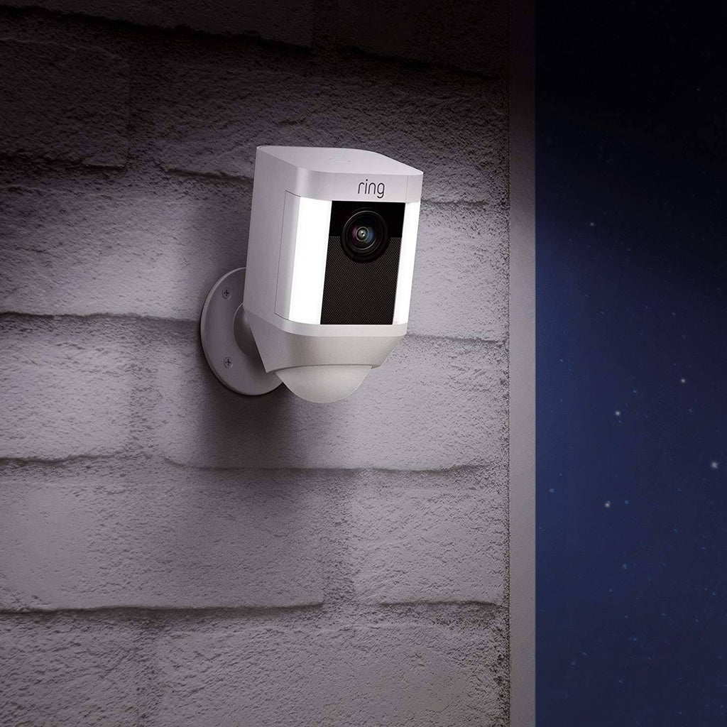 Ring Spotlight Cam Battery with Solar Panel Bundle 1-Pack White