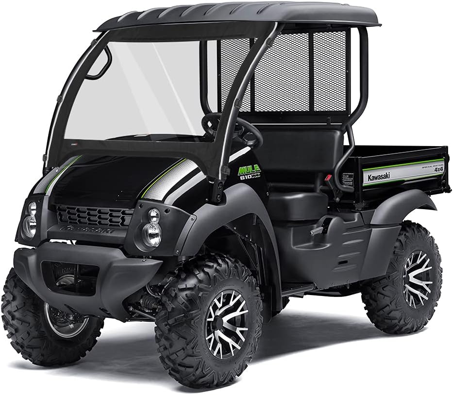 Kemimoto UTV Windshield Compatible with Kawasaki Mule 600 Mule 610XC SE SX Clear Fold Up UTV Full Front Windshield