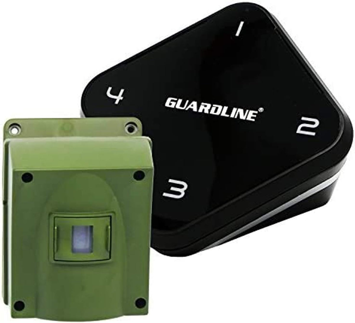 Guardline Wireless Driveway Alarm - 4 Motion Detector Alarm Sensors & 1 Receiver, 1/4 Mile Range, Weatherproof Outdoor Security Alert System for Home & Property