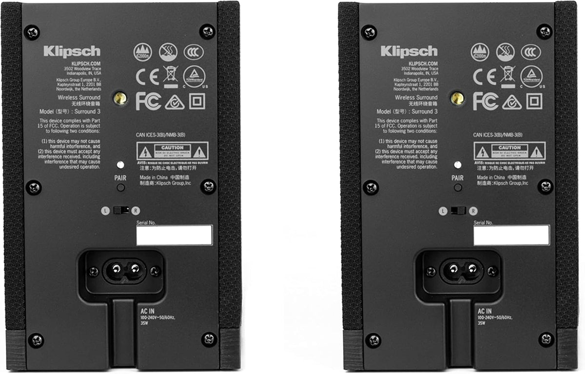 Klipsch Surround 3 Speaker Pair, Black, Model:1067530