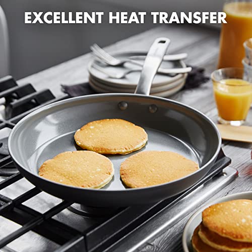 GreenPan Chatham Hard Anodized Healthy Ceramic Nonstick, 12 Frying Pan Skillet with Lid, PFAS-Free, Dishwasher Safe, Oven Safe, Gray