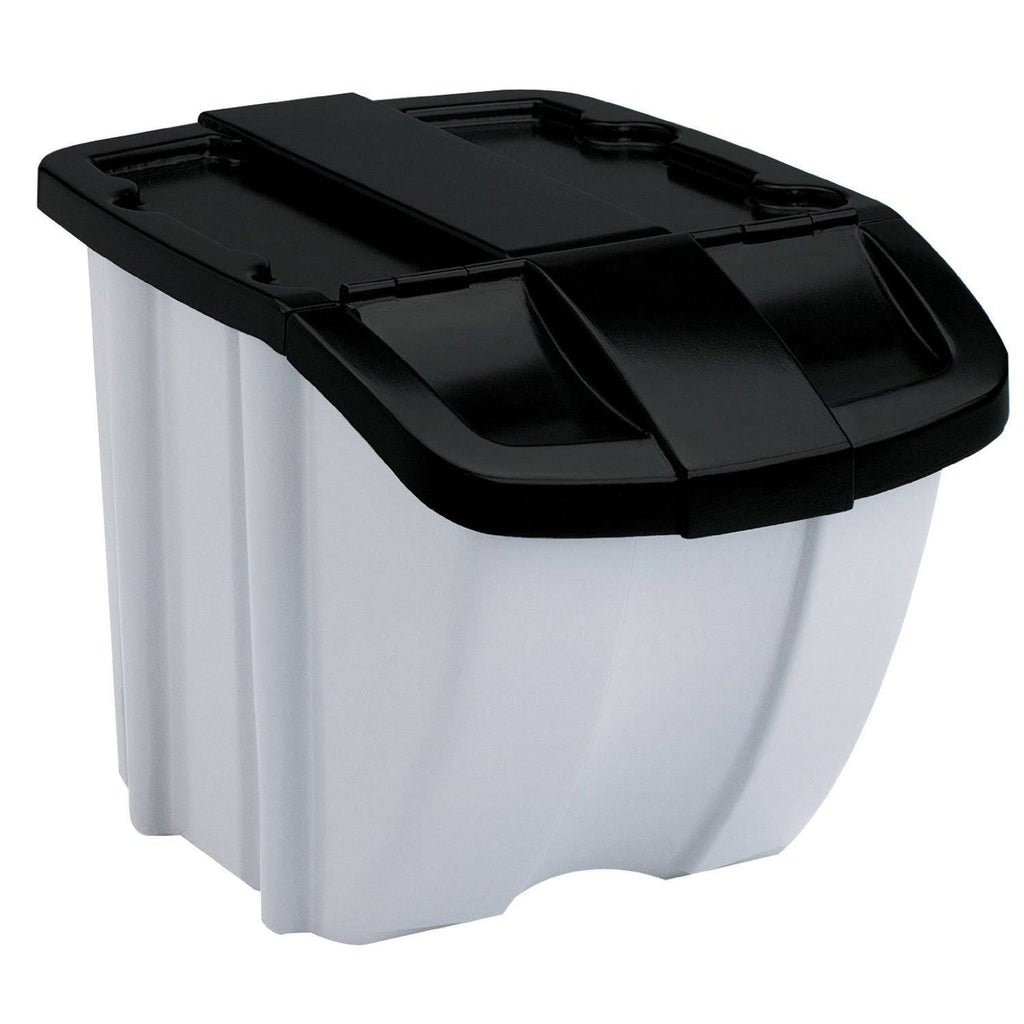 Suncast 18 Gallon Indoor or Outdoor Stacking Recycle Storage Bin, Gray (3 Pack)