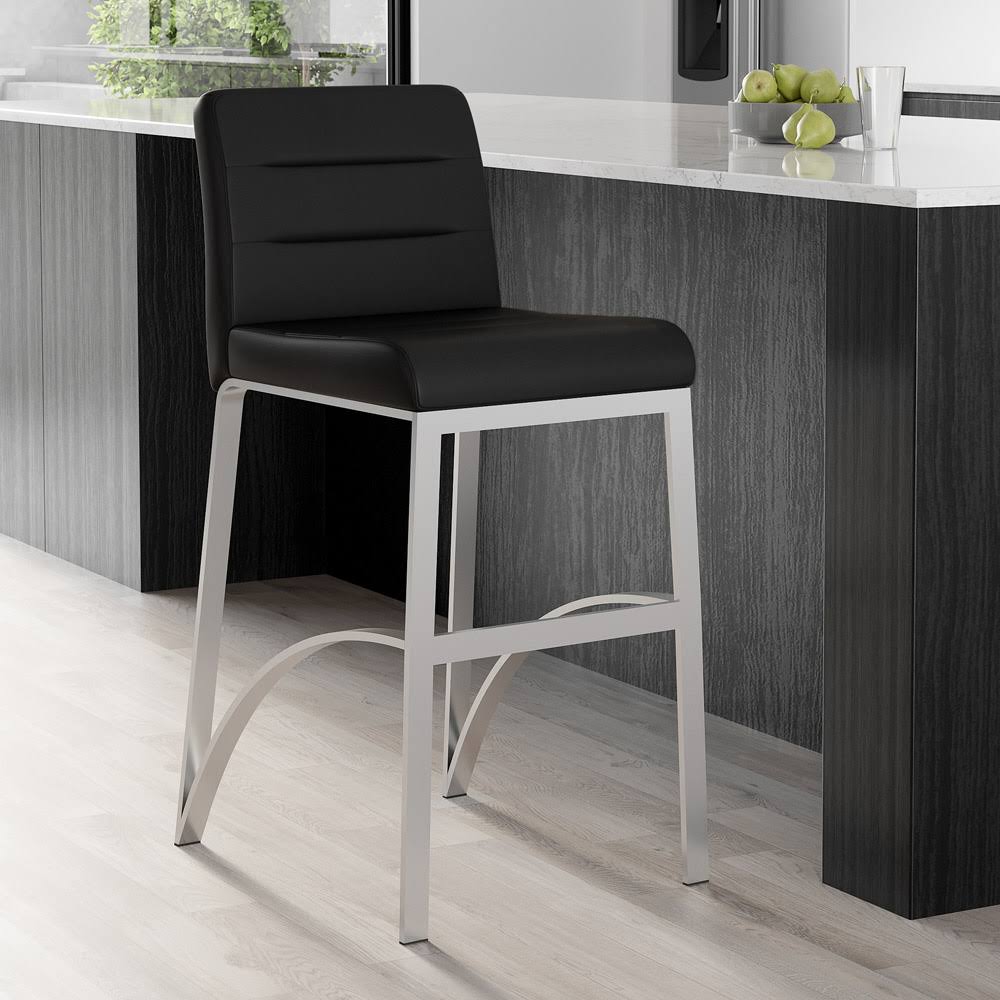 Zuri Furniture Lynx Counter Height Contemporary Bar Stool with Metal Base - Black