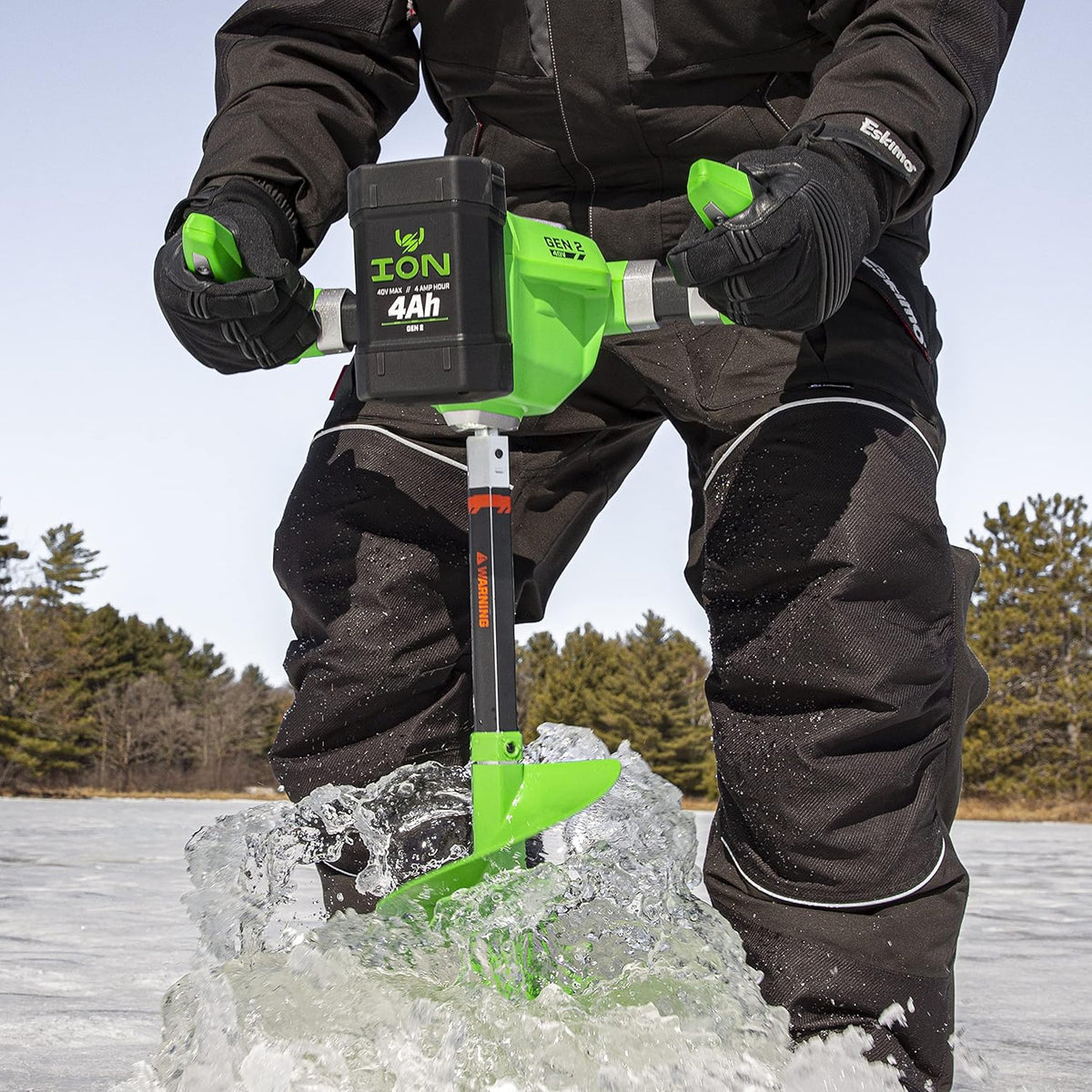 ION G2 8 Electric Power Ice Fishing Auger with Two High Performance 4Ah 40V MAX Gen 2 Lithium-Ion Batteries