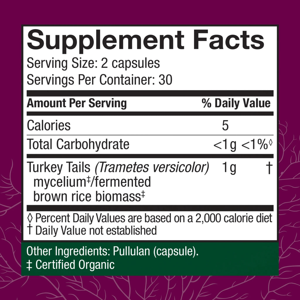 Host Defense, Turkey Tail Capsules, Natural Immune System and Digestive Support, Mushroom Supplement, Unflavored, 60
