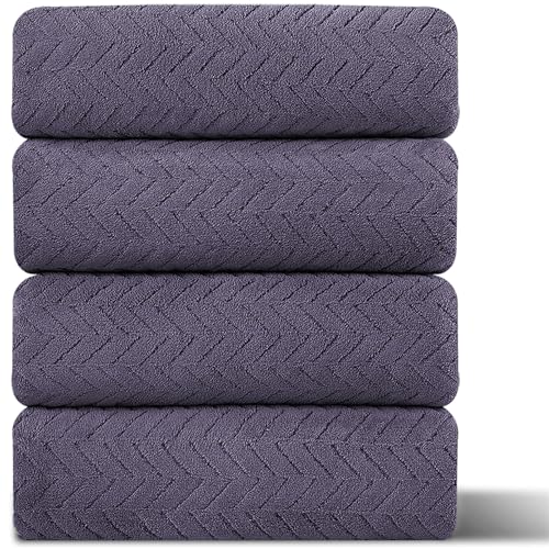 4 Pack Large Bath Towels Set 35x70 Black Oversized Bath Sheet Chair Towels, 600 GSM Ultra Soft & Absorbent Towels for Bathroom, Quick Dry Towel for Gym Hotel Camp Pool
