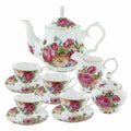 Coastline Imports Sandra&s Rose Bone China Tea Set Bundle