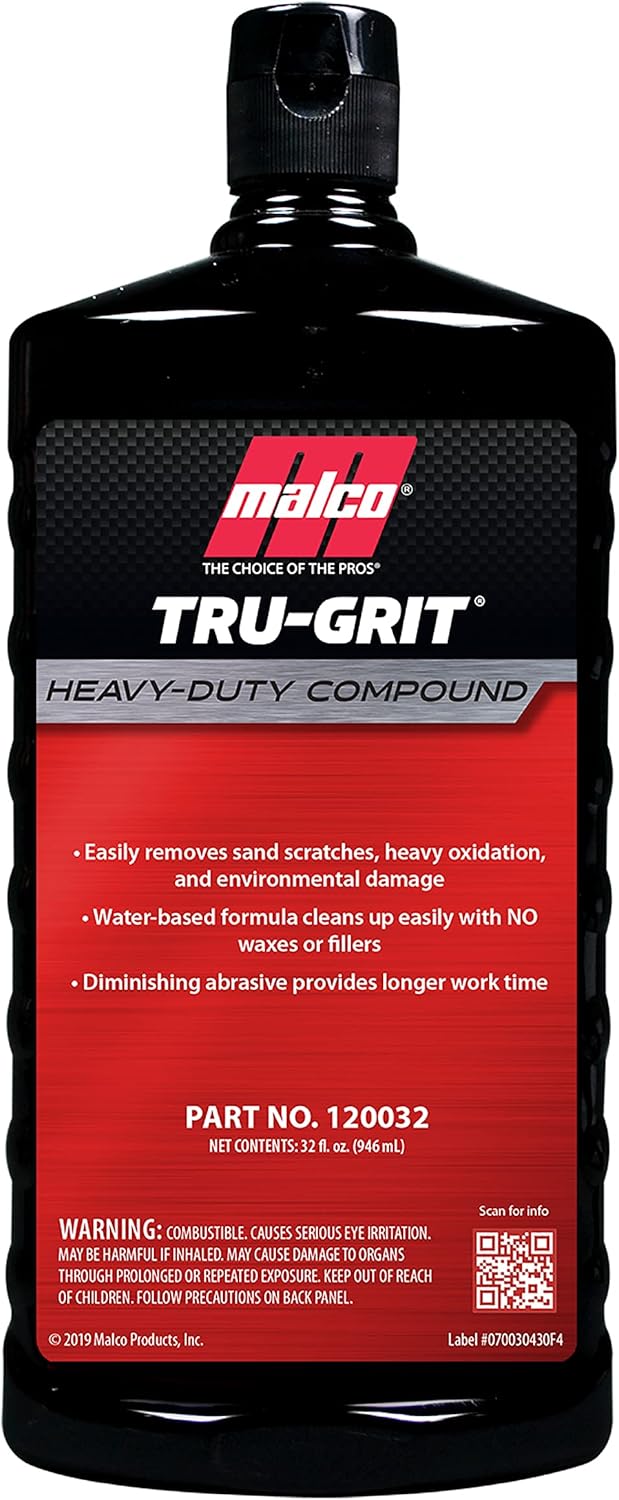 Malco Tru Grit - Heavy Duty Buffing and Polishing Compound for Cars/Automotive Paint Correction and Detailing/Removes 1000-1500 Grit Sand Scratches / 1 Gallon (120001)
