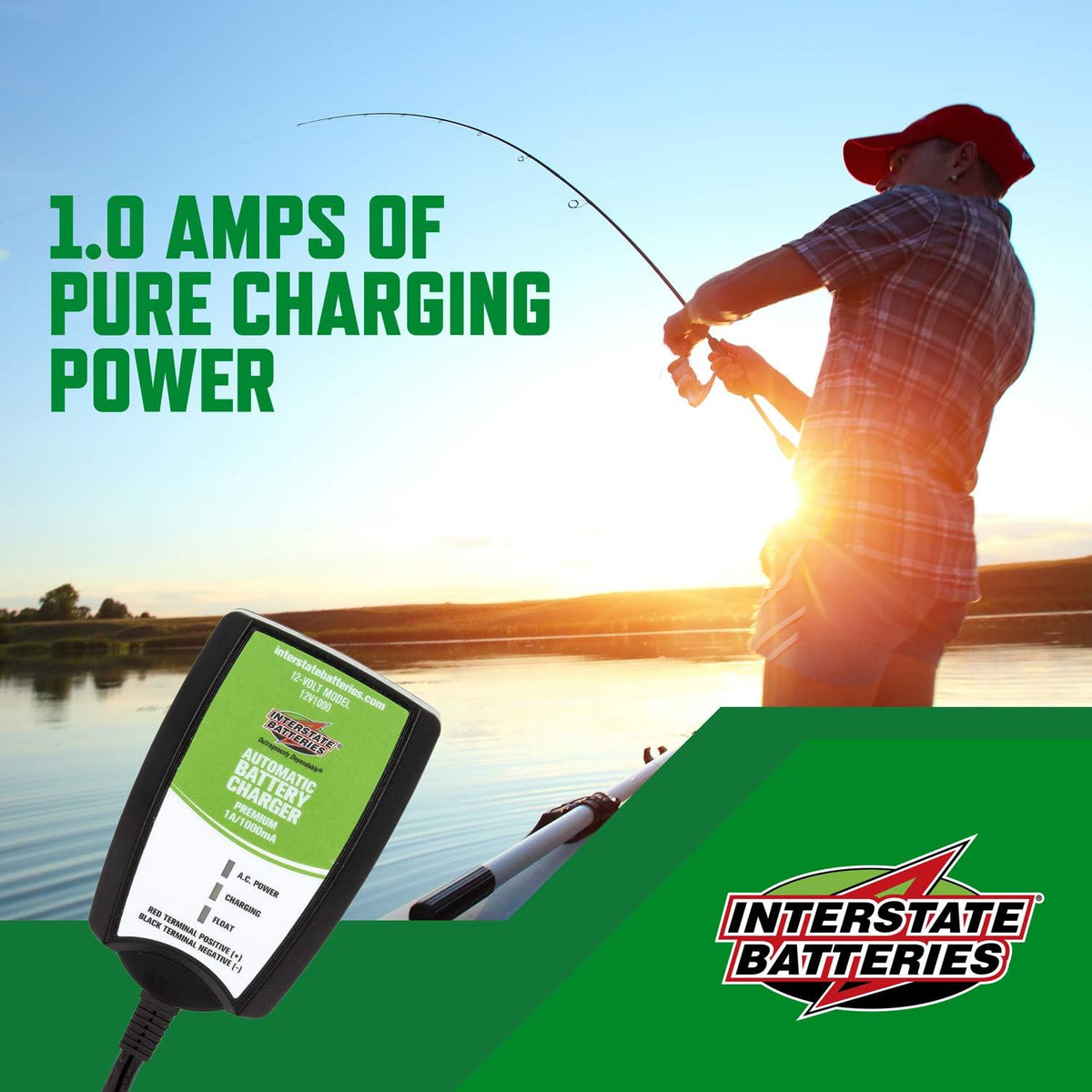 Interstate Batteries Automatic Battery Charger 12V 1.0 Amp (SLA/AGM) Sealed Lead Acid Trickle Charger Maintainer (920005) Pack of 2