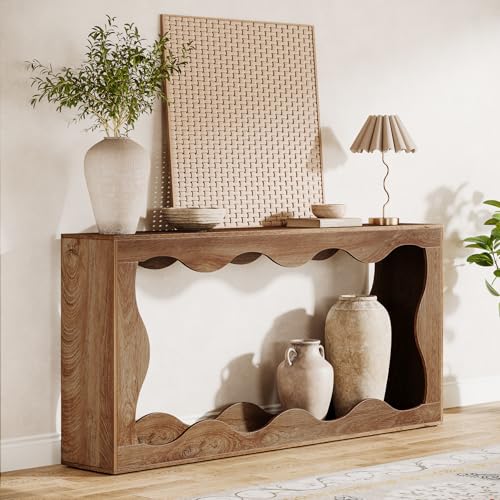 Tribesigns 63 Inches Farmhouse Console Table with Storage, Couch Table Behind Sofa, Long Entryway Sofa Station, Narrow Console Stand, Hallway Stand for Entryway Living Room, Brown