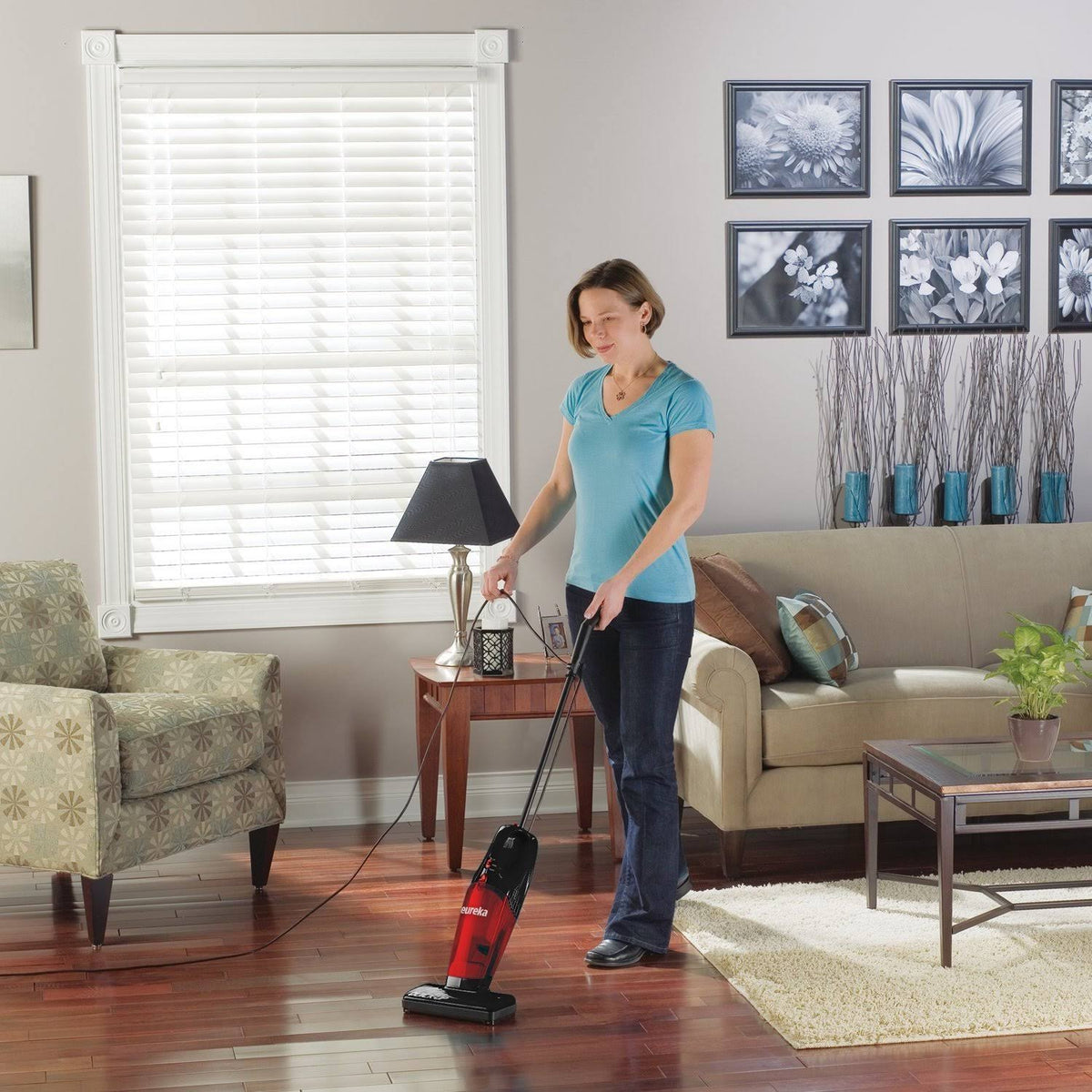Eureka 2-in-1 Quick-Up Bagless Stick Vacuum Cleaner, Red 169J