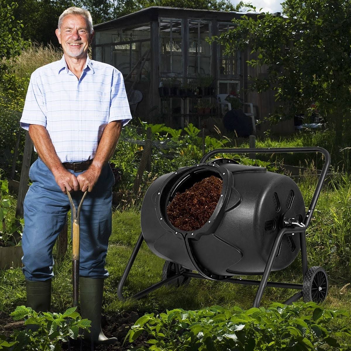 Costway 50 Gallon Wheeled Compost Tumbler Garden Waste Bin