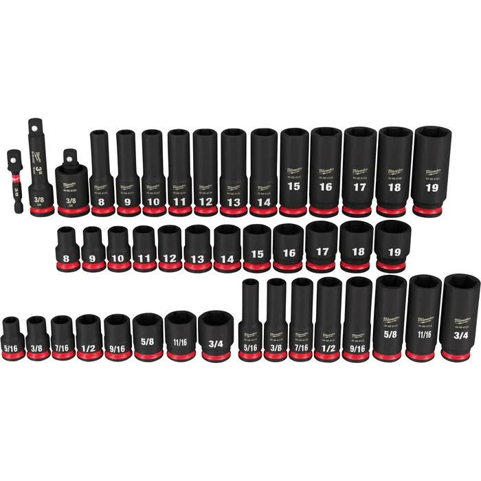Milwaukee Shockwave Impact Duty 3/8Inch-Drive, SAE and Metric 6-Point Socket Set - 43-Piece, Model 49-66-7009