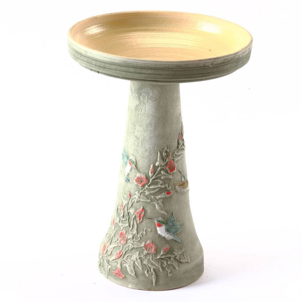 Burley Clay Hummingbird Bird Bath Set