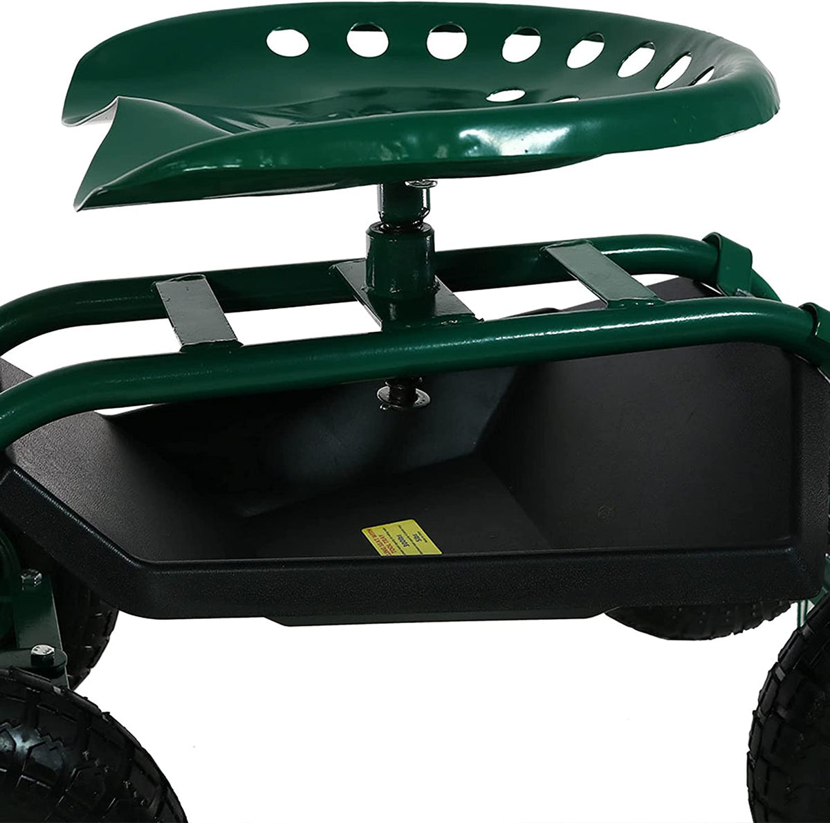 Sunnydaze Garden Cart Rolling Scooter with Extendable Steer Handle?? Swivel Seat and Utility Tool Tray?? Green