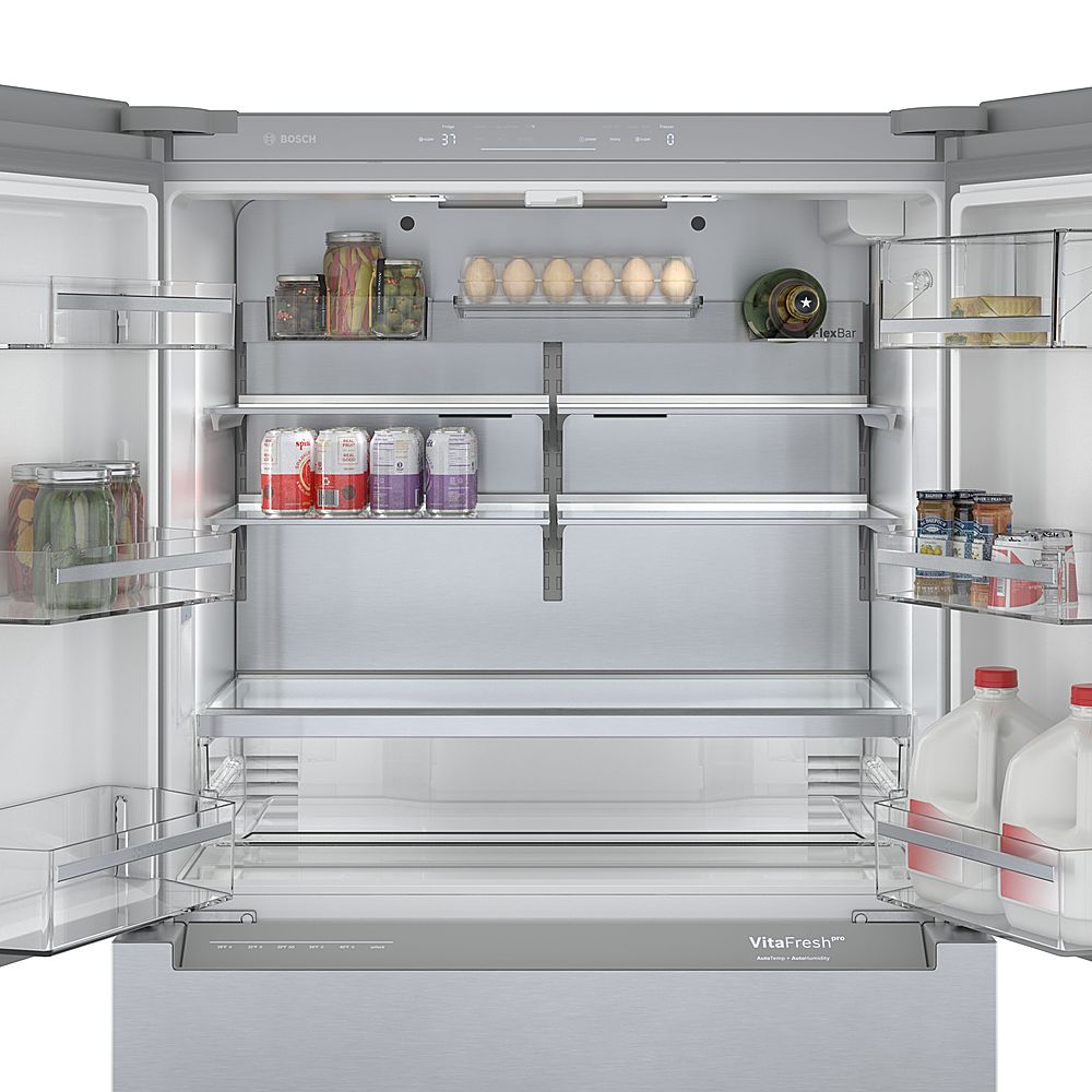 Bosch - 800 Series 20.5 Cu. Ft. 4-Door French Door Counter-Depth Smart Refrigerator - Stainless steel