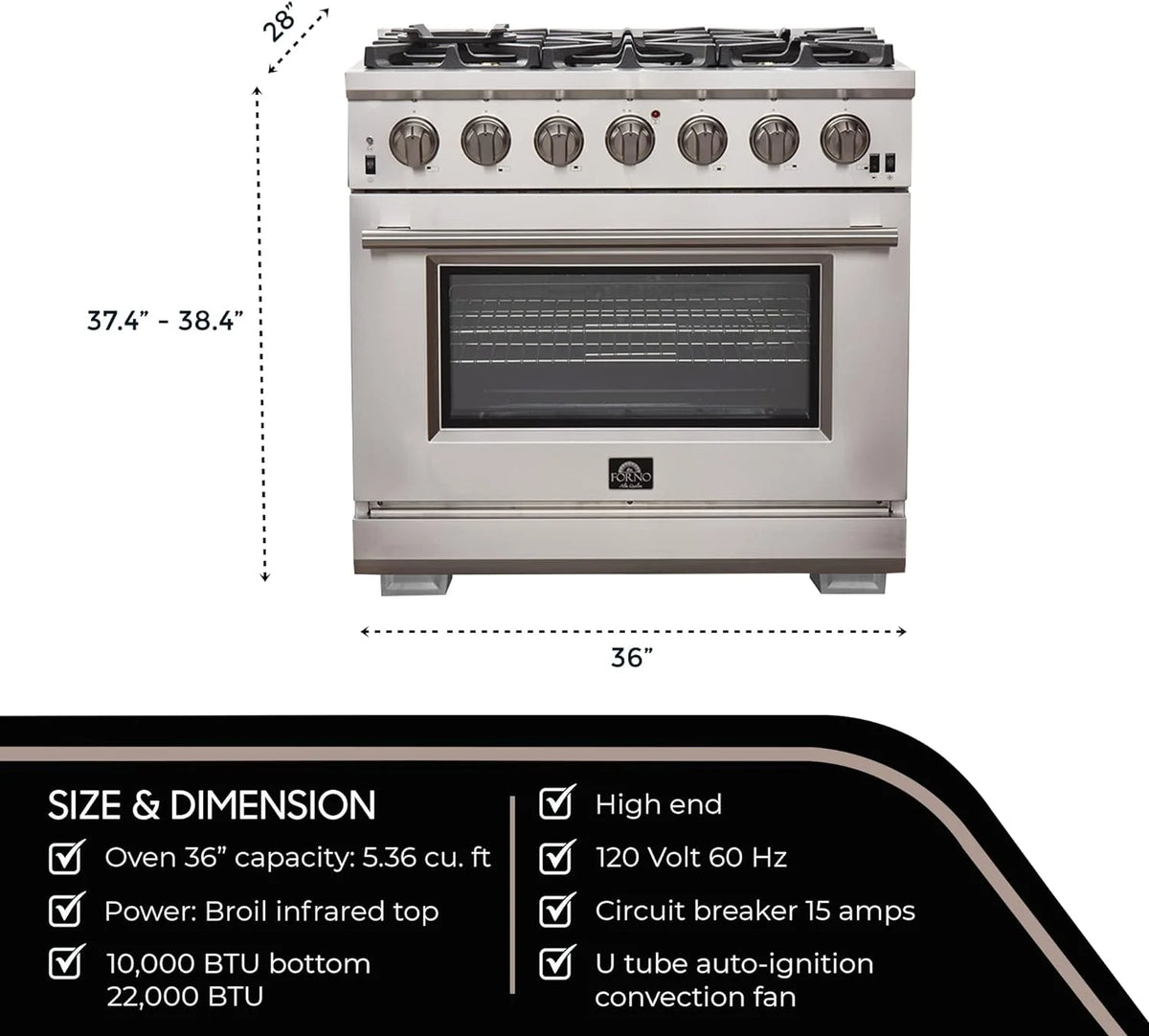 Capriasca - Titanium Professional 36 Freestanding Gas Range