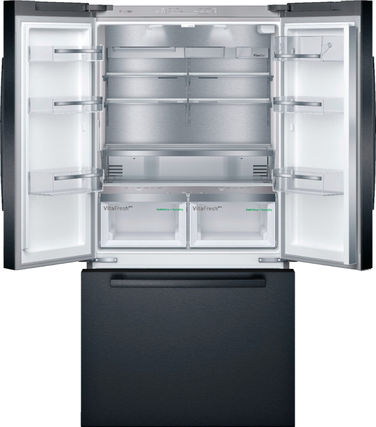 Bosch - 800 Series 21 Cu. Ft. French Door Counter-Depth Smart Refrigerator - Black stainless steel