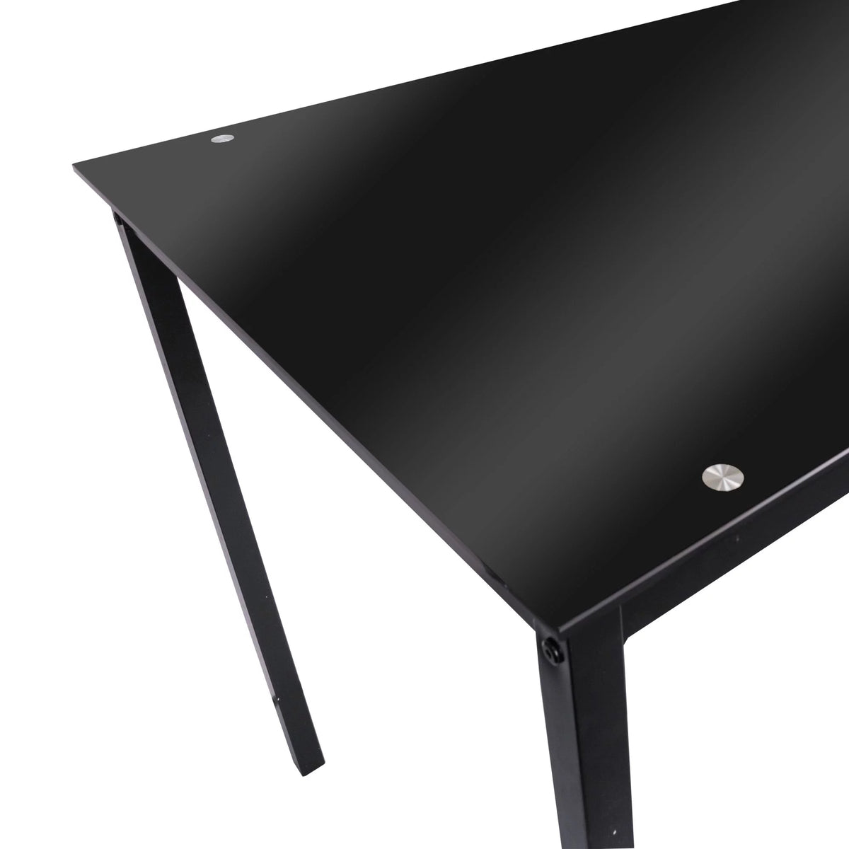 5 Piece Dining Table Set Kitchen 1 Table and 4 Upholstered Chairs Metal Frame Tempered Glass Top Black