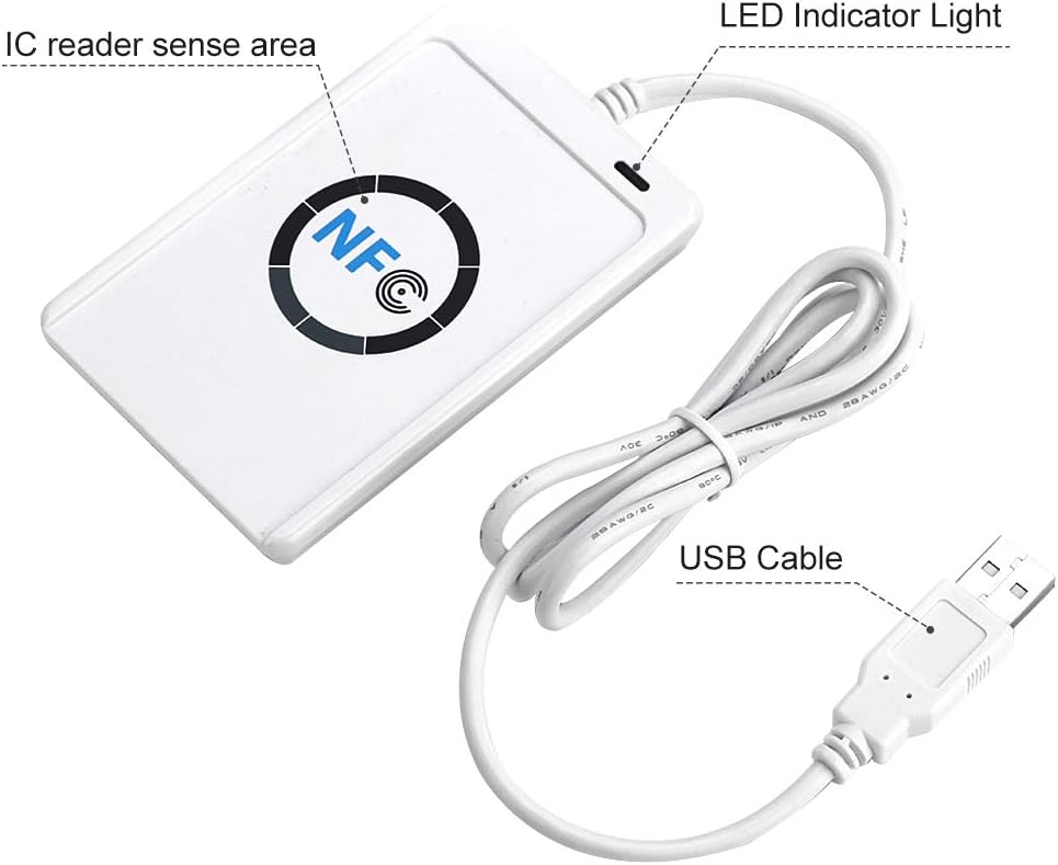 NFC ACR122U RFID Contactless Smart IC Card Reader Writer, ACR122U NFC RFID Contactless Smart Reader & Writer/USB + 5X IC Card ACR122U RFID Smart Card NFC