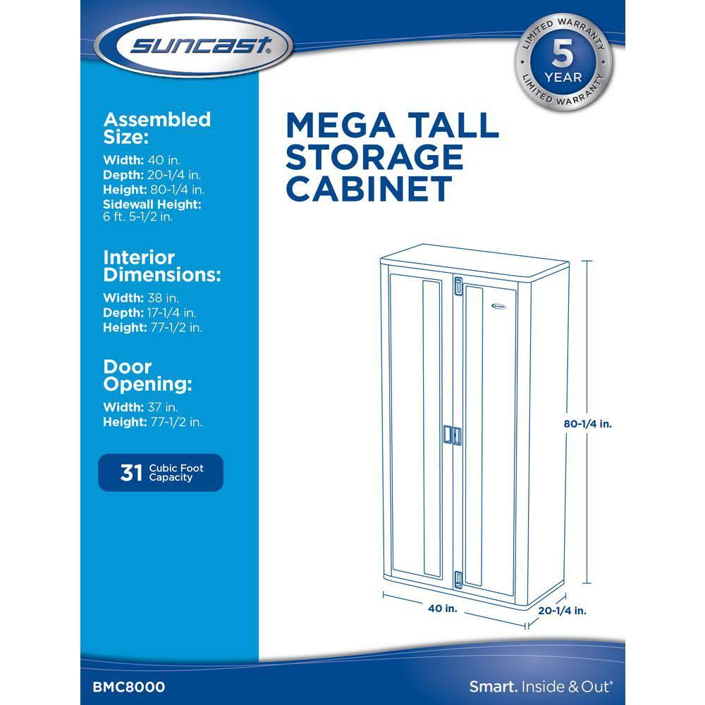 Suncast Mega Tall Utility Storage Cabinet