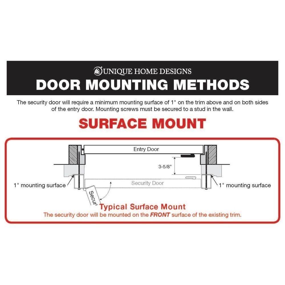 Unique Home Designs 36 in. x 80 in. SU Casa Black Surface Mount Outswing Steel Security Door with Expanded Metal Screen