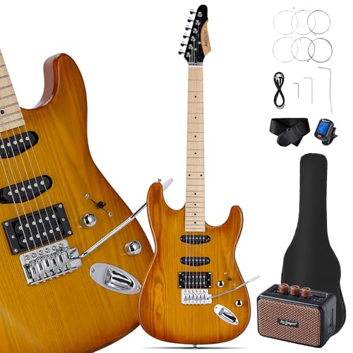 Leo Jaymz 39 Full Size ST Style Electric Guitar Starter Kit with SSH Pickup, 5W Portable Amp, Tuner, Gig Bag, Strap & Accessories (Violet Ocean)