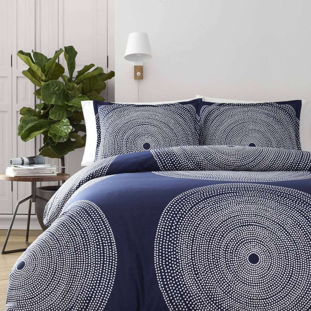 Marimekko 221439 Fokus Duvet Cover Set, Twin, Navy