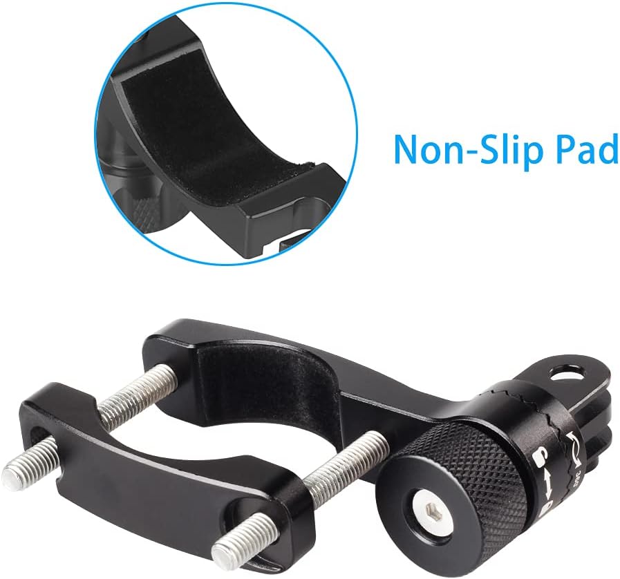 HSU Aluminum Bike Bicycle Handlebar Mount and Bike/Motorcycle Handlebars for Go Pro Hero 11/10/9/8/7/6/5/4, DJI Osmo Action AKASO and Other Action Cameras (Black)