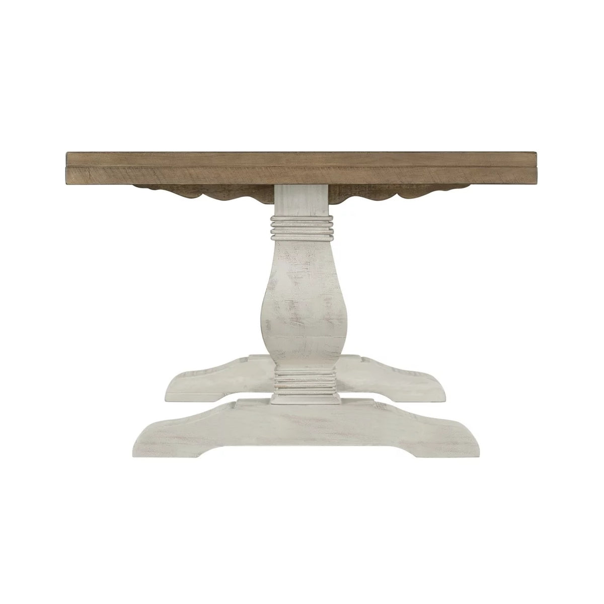 19 Inch Coffee Table with Pedestal Base, Brown and White- Saltoro Sherpi